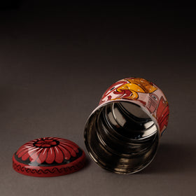 Multicolor Bengal Patua Handpainted Stainless Steel Multi Utility Canister