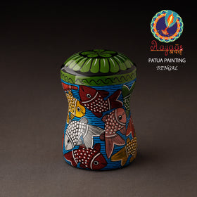 Multicolor Bengal Patua Handpainted Stainless Steel Multi Utility Canister
