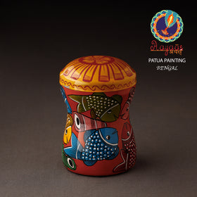 Red Bengal Patua Handpainted Stainless Steel Multi Utility Canister