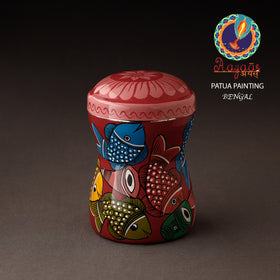 Red Bengal Patua Handpainted Stainless Steel Multi Utility Canister