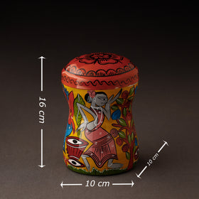 Multicolor Bengal Patua Handpainted Stainless Steel Multi Utility Canister