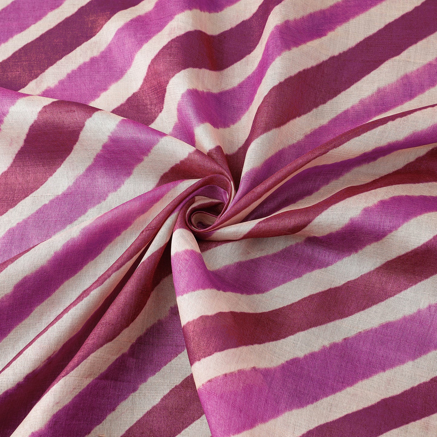 Pink - Multicolour Leheriya Tie-Dye Tussar Silk Handloom Fabric