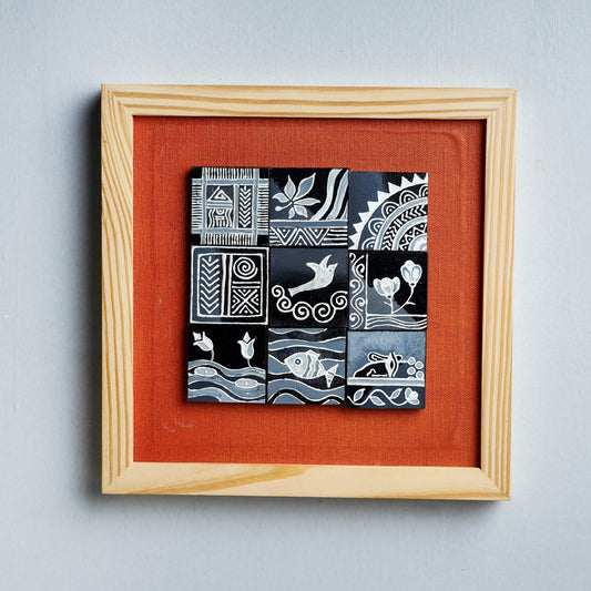 Miniature Handpainted Pine Wood Magnetic 9 Blocks Painting