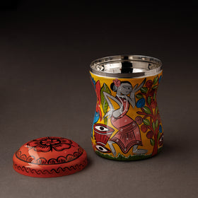 Multicolor Bengal Patua Handpainted Stainless Steel Multi Utility Canister