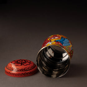 Multicolor Bengal Patua Handpainted Stainless Steel Multi Utility Canister