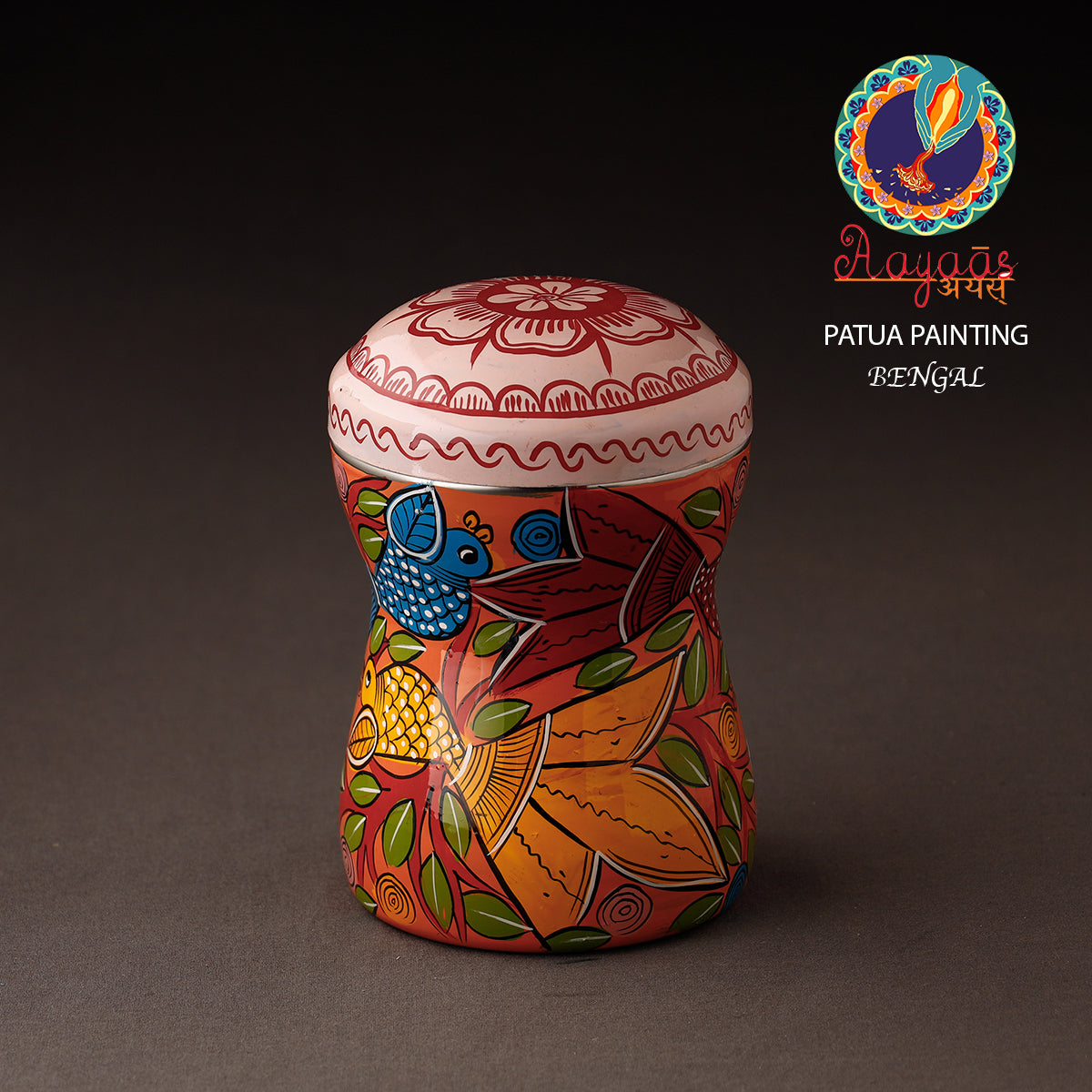  Bengal Patua Handpainted Stainless Steel Multi Utility Canister 