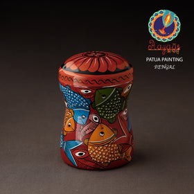Red Bengal Patua Handpainted Stainless Steel Multi Utility Canister