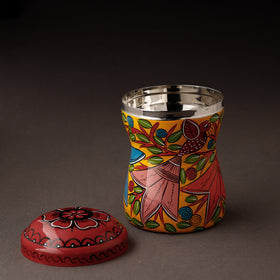 Multicolor Bengal Patua Handpainted Stainless Steel Multi Utility Canister