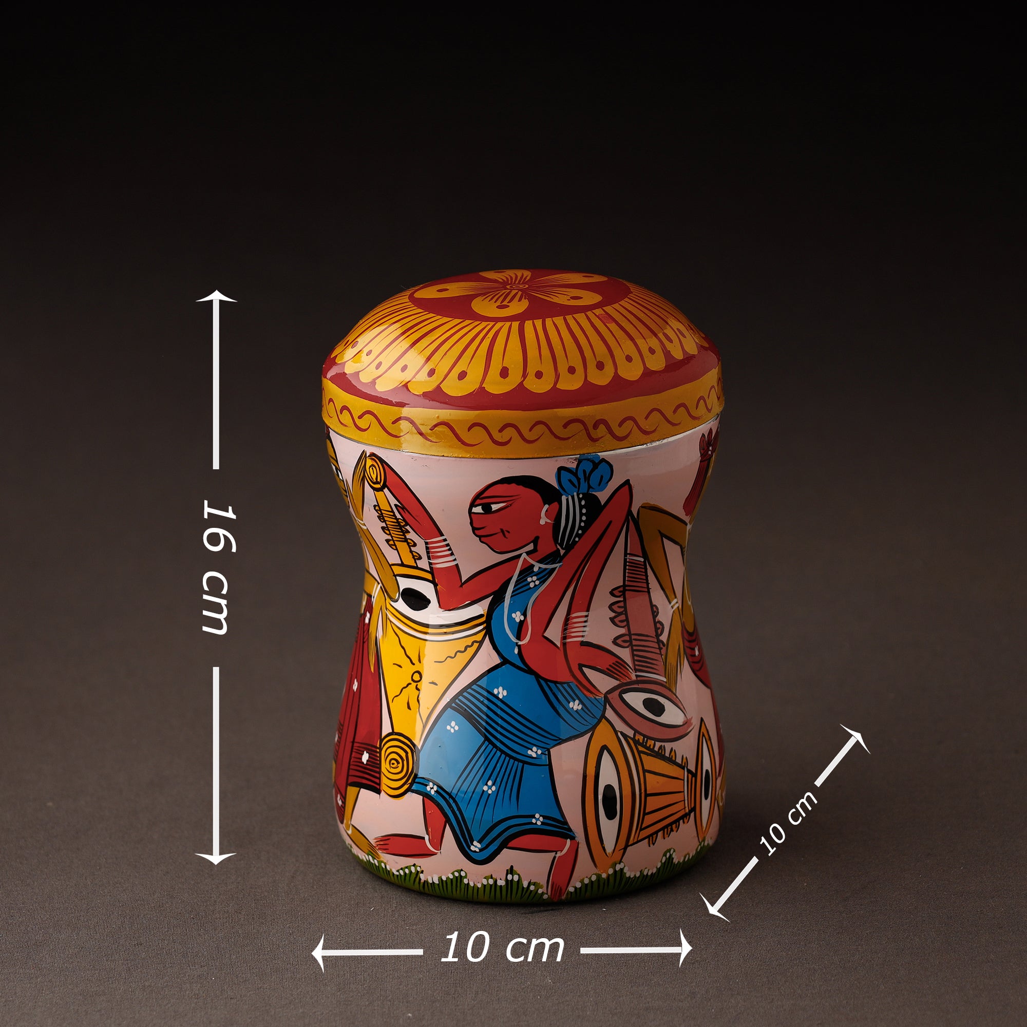 Pink Bengal Patua Handpainted Stainless Steel Multi Utility Canister