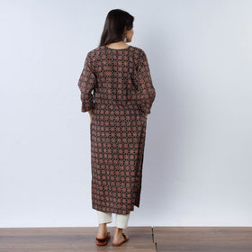 Buy iTokri Casuals - Ajrakh Block Printed Cotton Long Kurta Online at iTokri.com