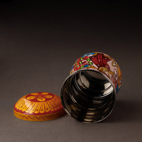 Pink Bengal Patua Handpainted Stainless Steel Multi Utility Canister