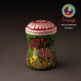 Green Bengal Patua Handpainted Stainless Steel Multi Utility Canister