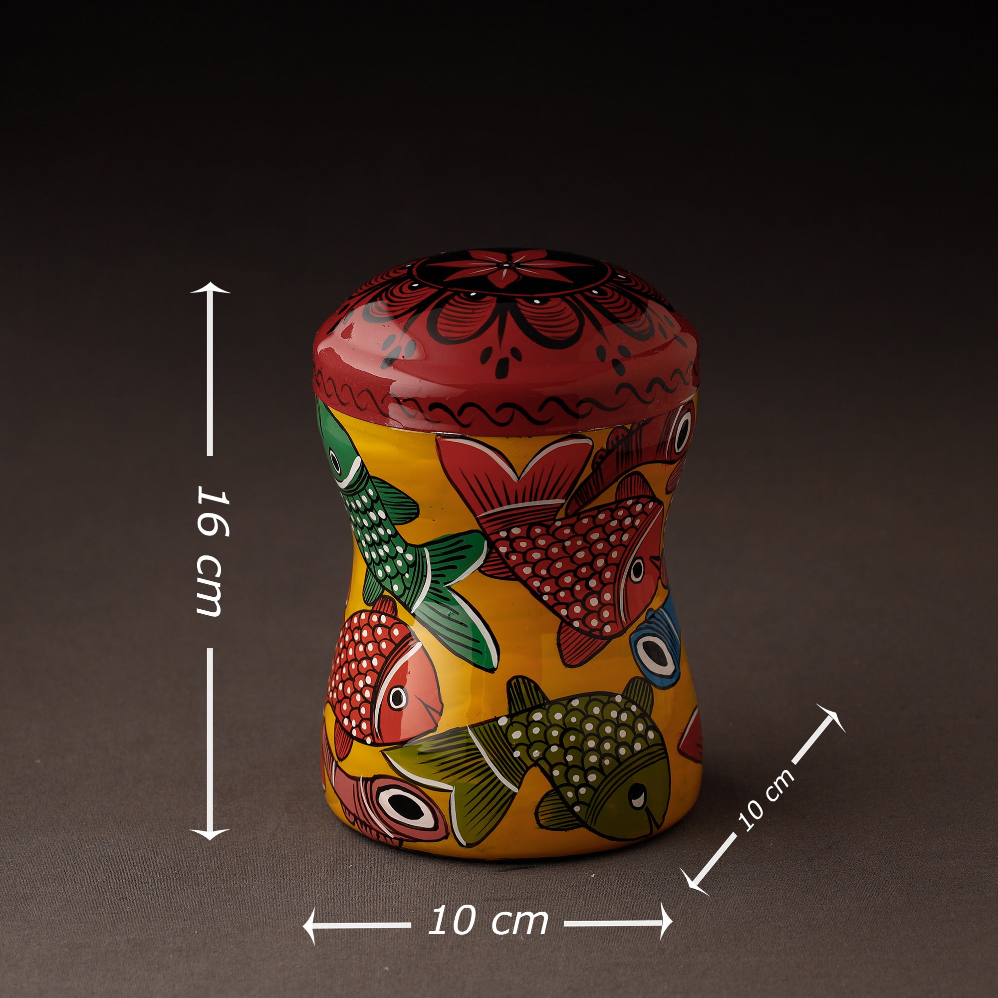 Orange Bengal Patua Handpainted Stainless Steel Multi Utility Canister
