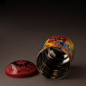 Orange Bengal Patua Handpainted Stainless Steel Multi Utility Canister