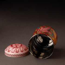 Red Bengal Patua Handpainted Stainless Steel Multi Utility Canister