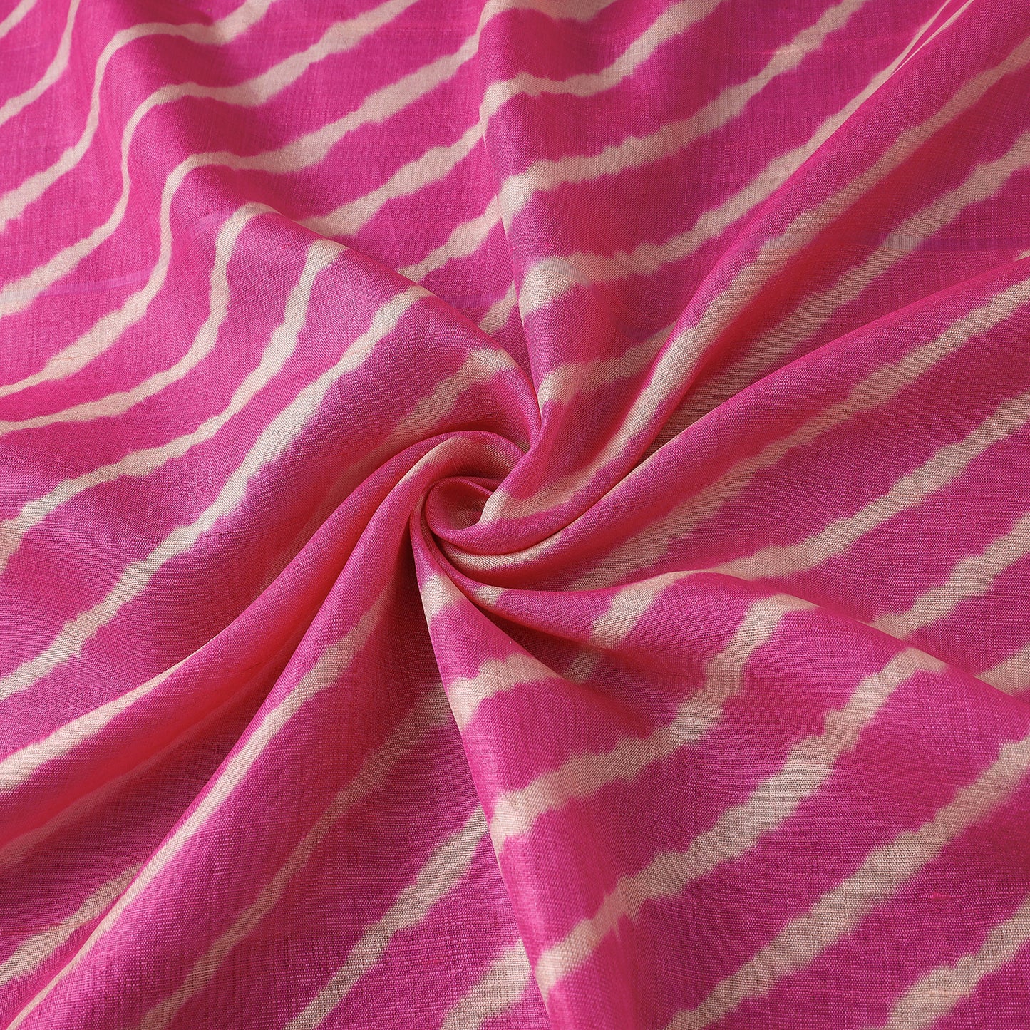 Pink - Leheriya Tie-Dye Tussar Silk Handloom Fabric