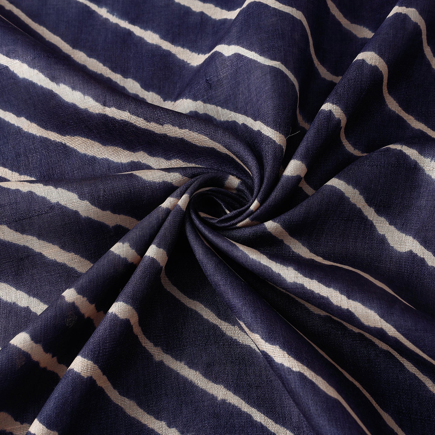 Blue - Dark Purple - Leheriya Tie-Dye Tussar Silk Handloom Fabric