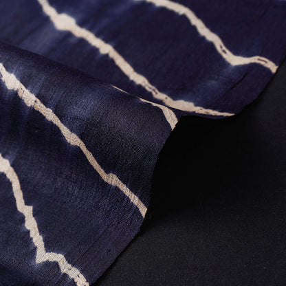 Blue - Dark Purple - Leheriya Tie-Dye Tussar Silk Handloom Fabric