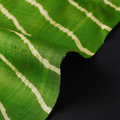 Green - Leheriya Tie-Dye Tussar Silk Handloom Fabric