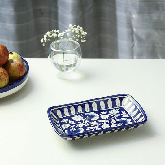Original Blue Pottery Ceramic Rectangular Tray (5 x 8 in)