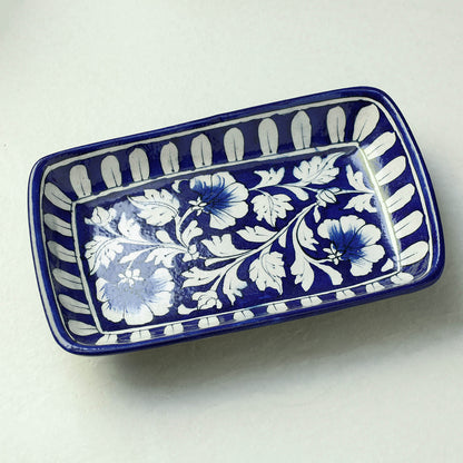 Original Blue Pottery Ceramic Rectangular Tray (5 x 8 in)