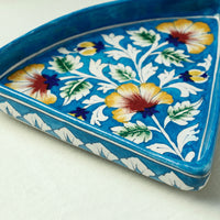 Original Blue Pottery Ceramic Triangular Tray (8 x 9 in)