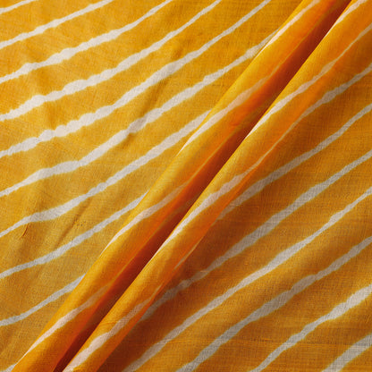 Dark Yellow - Leheriya Tie-Dye Tussar Silk Handloom Fabric