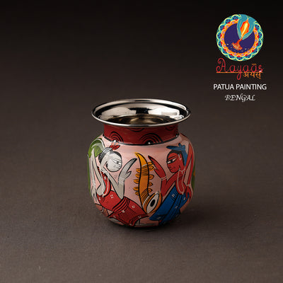 Bengal Patua Handpainted Stainless Steel Lota / Kalash / Container