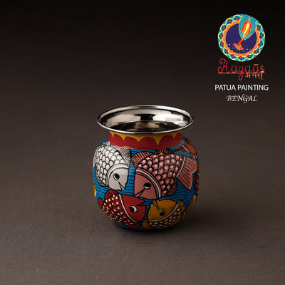 Bengal Patua Handpainted Stainless Steel Lota / Kalash / Container