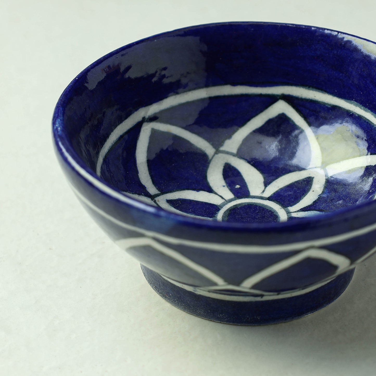 Original Blue Pottery Ceramic Bowl (4 x 4 in)