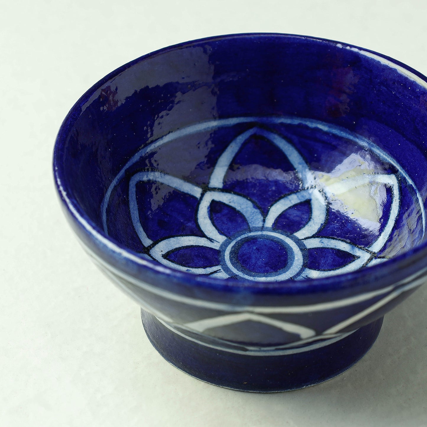 Original Blue Pottery Ceramic Bowl (4 x 4 in)