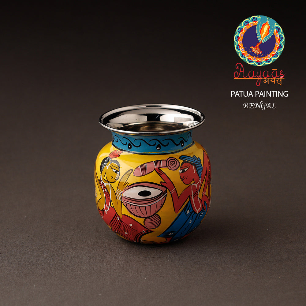 Bengal Patua Handpainted Stainless Steel Lota / Kalash / Container