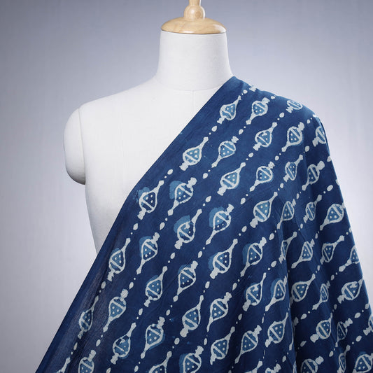 Blue - Indigo Hand Block Printed Pure Cotton Fabric