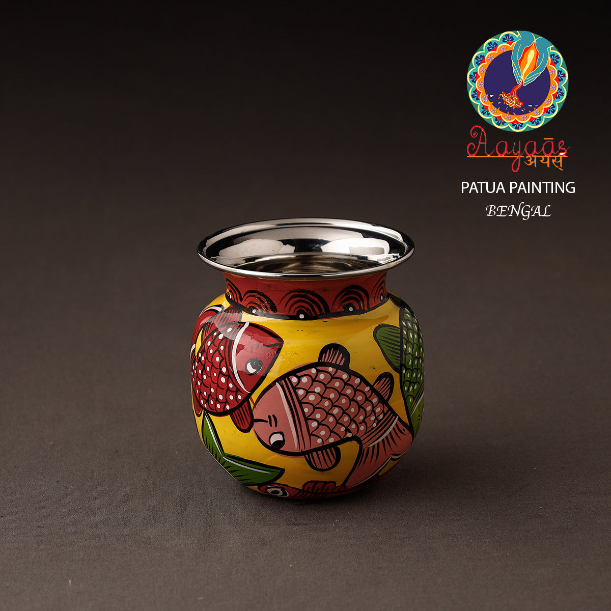 Bengal Patua Handpainted Stainless Steel Lota / Kalash / Container