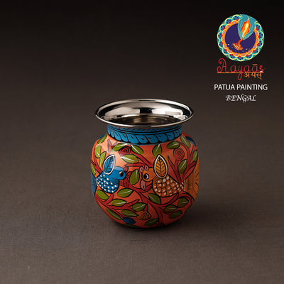 Bengal Patua Handpainted Stainless Steel Lota / Kalash / Container