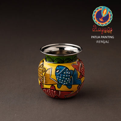 Bengal Patua Handpainted Stainless Steel Lota / Kalash / Container