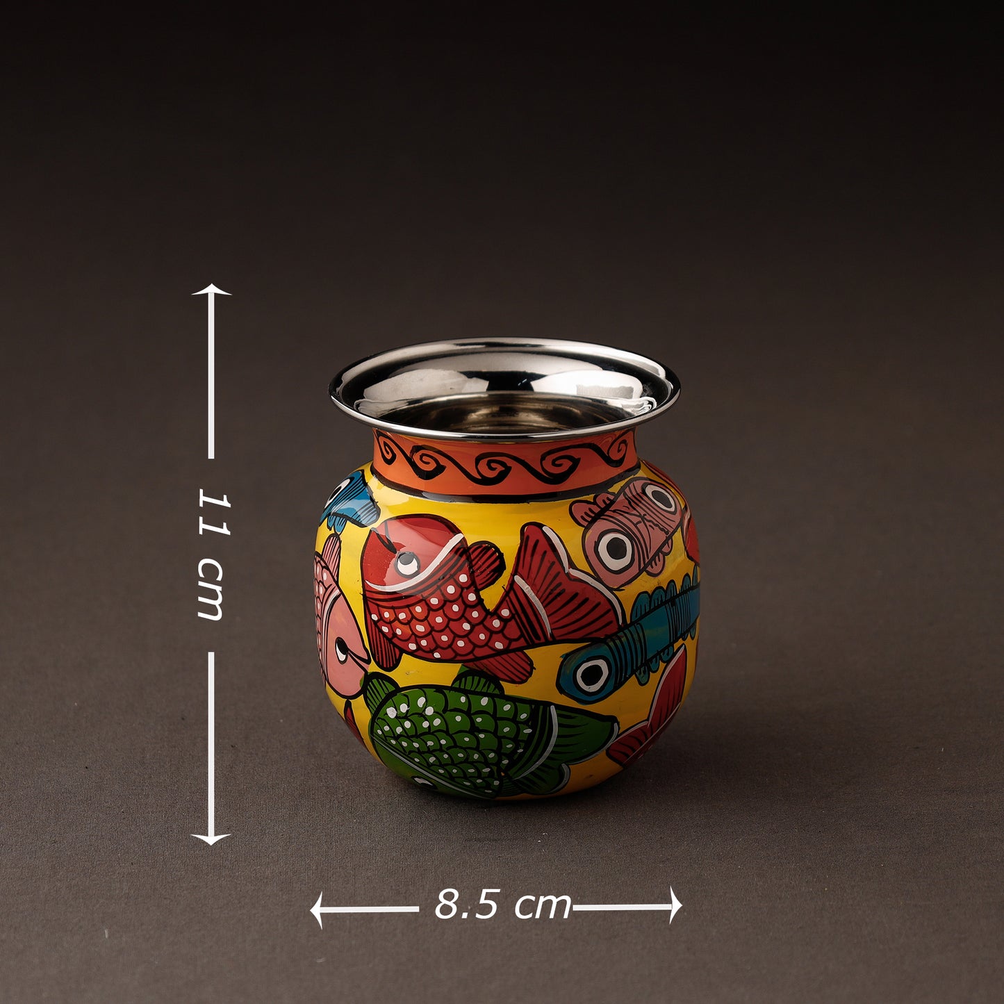 Bengal Patua Handpainted Stainless Steel Lota / Kalash / Container