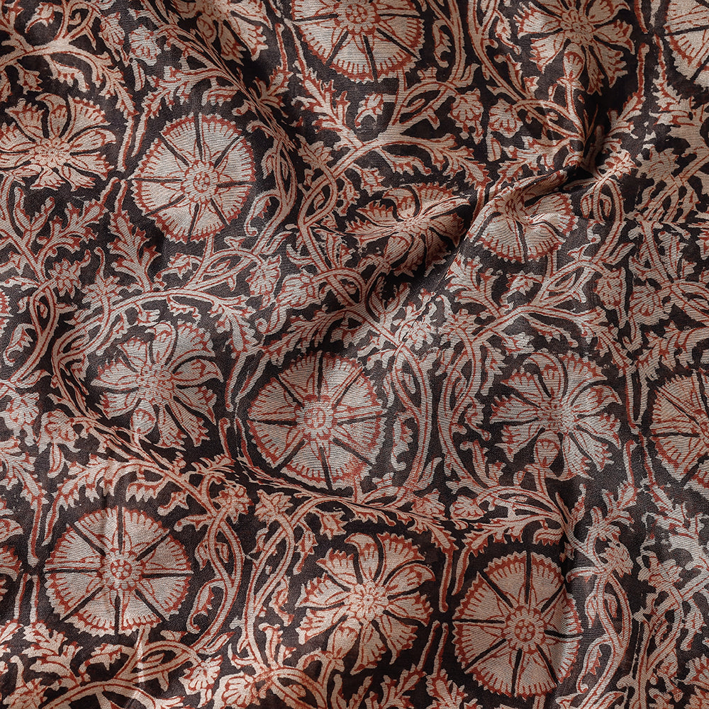 Pedana Kalamkari Block Printing Chanderi Silk Fabric 