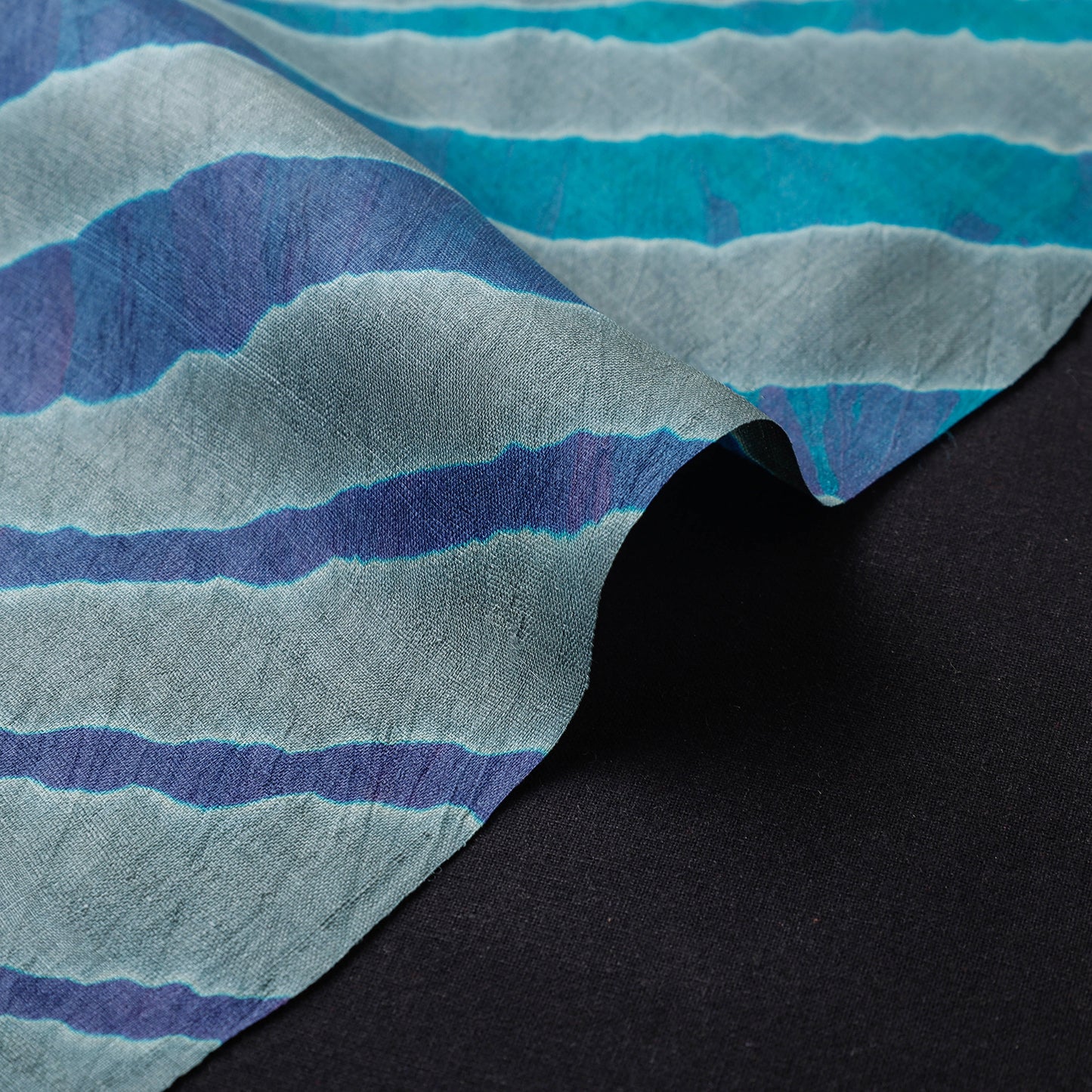 Grey - Multicolour Leheriya Tie-Dye Tussar Silk Handloom Fabric