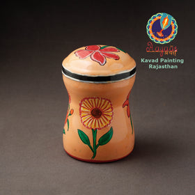 Peach Kavad Handpainted Stainless Steel Multi Utility Canister
