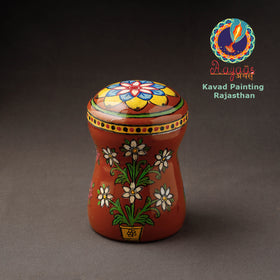 Red Kavad Handpainted Stainless Steel Multi Utility Canister