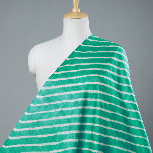 Green - Leheriya Tie-Dye Tussar Silk Handloom Fabric
