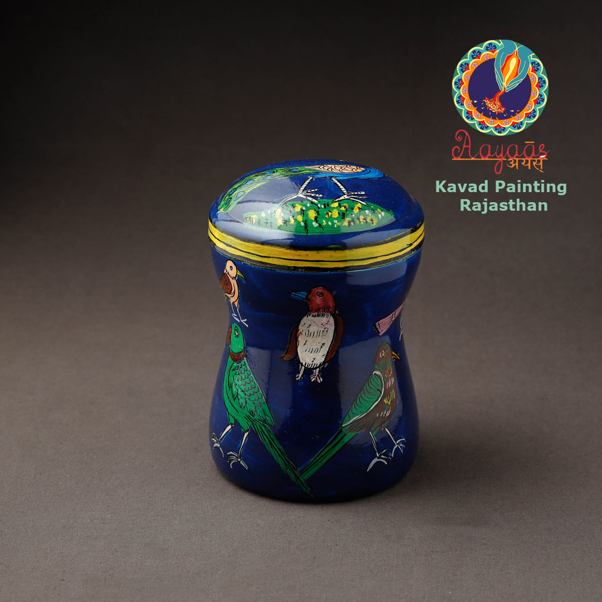 Blue Kavad Handpainted Stainless Steel Multi Utility Canister