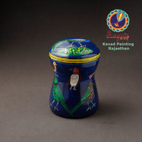Blue Kavad Handpainted Stainless Steel Multi Utility Canister