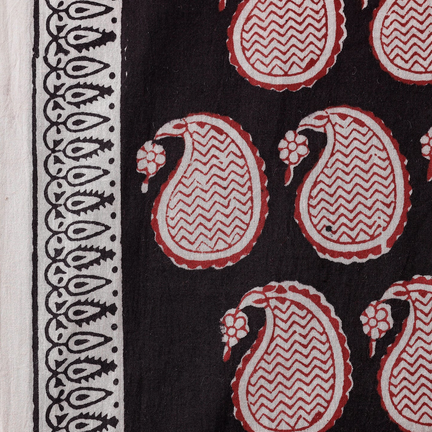 Black - Bagh Block Printing Natural Dyed Cotton Fabric