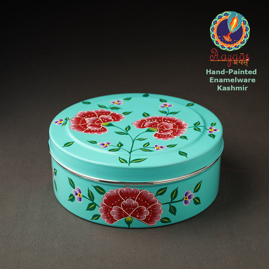 Kashmir Enamelware Floral Handpainted Stainless Steel Masala Box