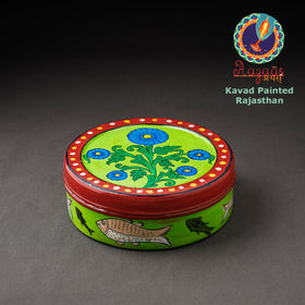  Kavad Handpainted Stainless Steel Green Masala Box