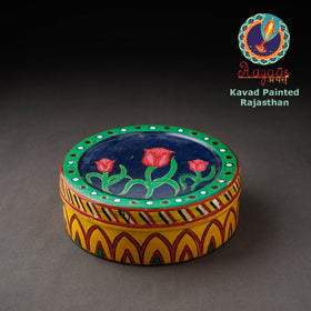  Kavad Handpainted Stainless Steel Yellow Masala Box