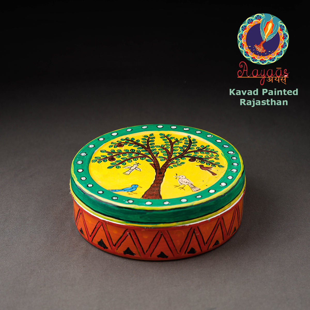  Multicolor Kavad Handpainted Stainless Steel Masala Box 