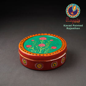  Kavad Handpainted Stainless Steel Red Masala Box 